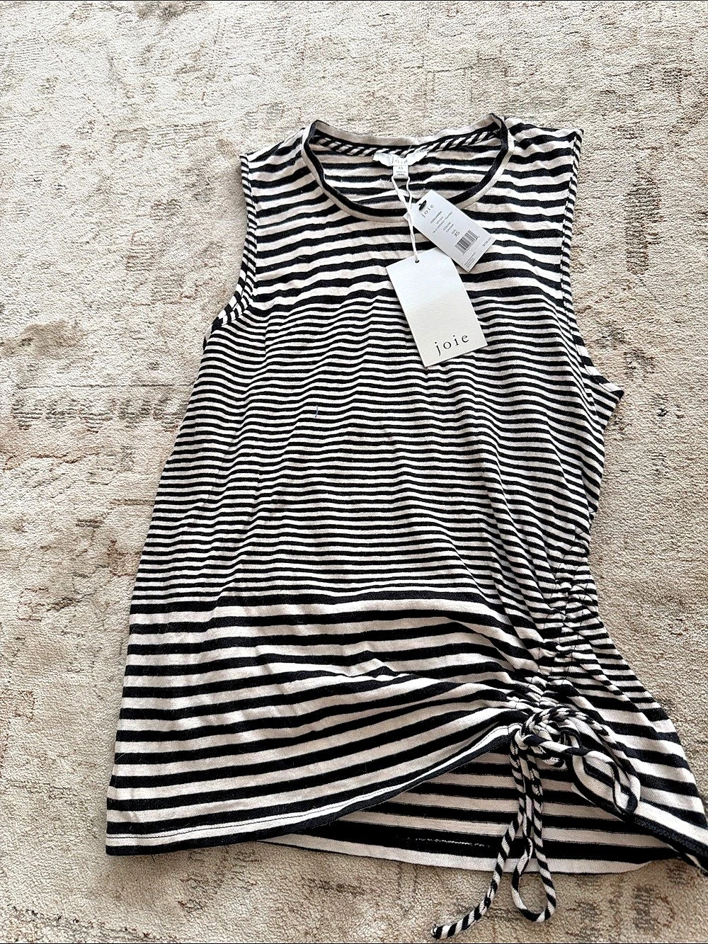 Joie Columba Tank Striped Tie-Hem Black & White XS